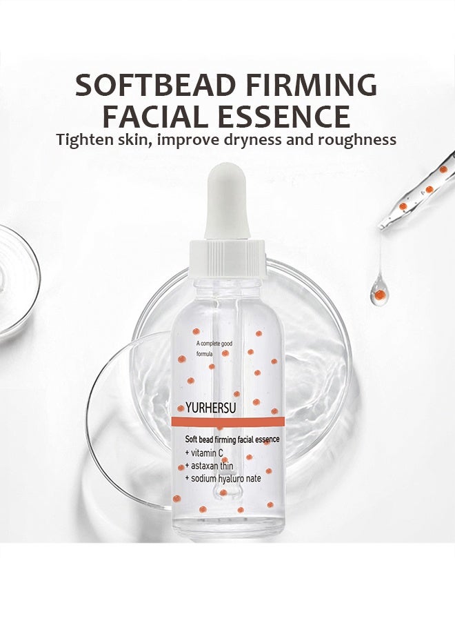YURHERSU جوهر الوجه لشد الحبة الناعمة ، جوهر الوجه لشد اللؤلؤ الناعم بفيتامين سي ، تحسين الخط الدقيق ، تقوية إيقاظ البشرة ، ترطيب غني وليس المسام المتقلصة اللزجة ، تقليل تبخر الماء 30 مل - Image 2