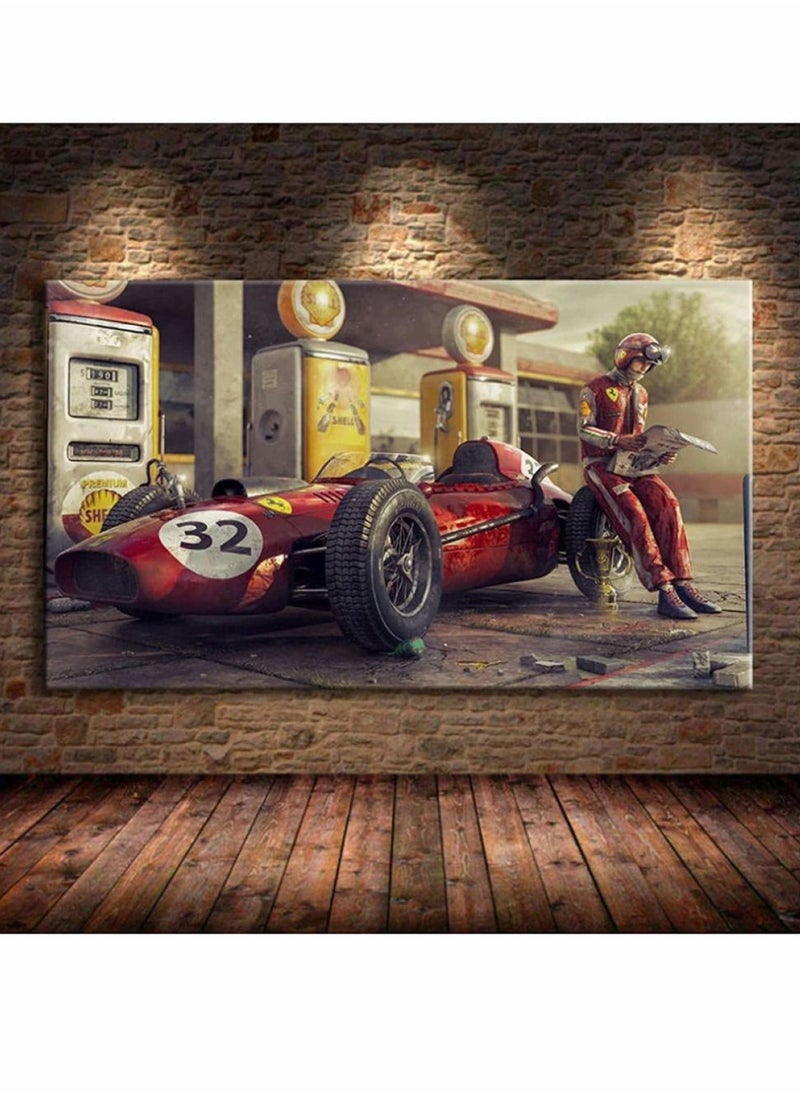 SYOSI Canvas Painting Poster, Wall Art Room Decor, Vintage Car Posters Prints Ferraris Classic Racing F1 Race Car Artwork Wall, for Living Room Office Decor(50X75Cm, No Frame)  - Image 3