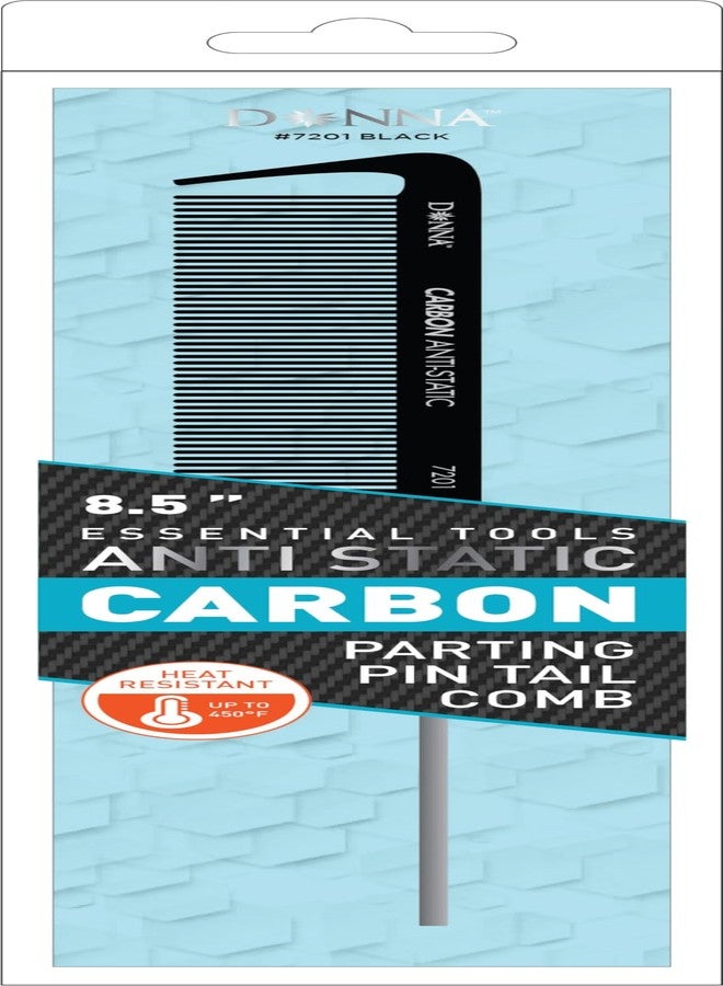 DONNA Carbon Parting Pintail Comb - 8.5″ Anti-Static Heat-Resistant Hair Styling Comb for Sectioning, Braids & Precision Parting - Professional Grade - Black