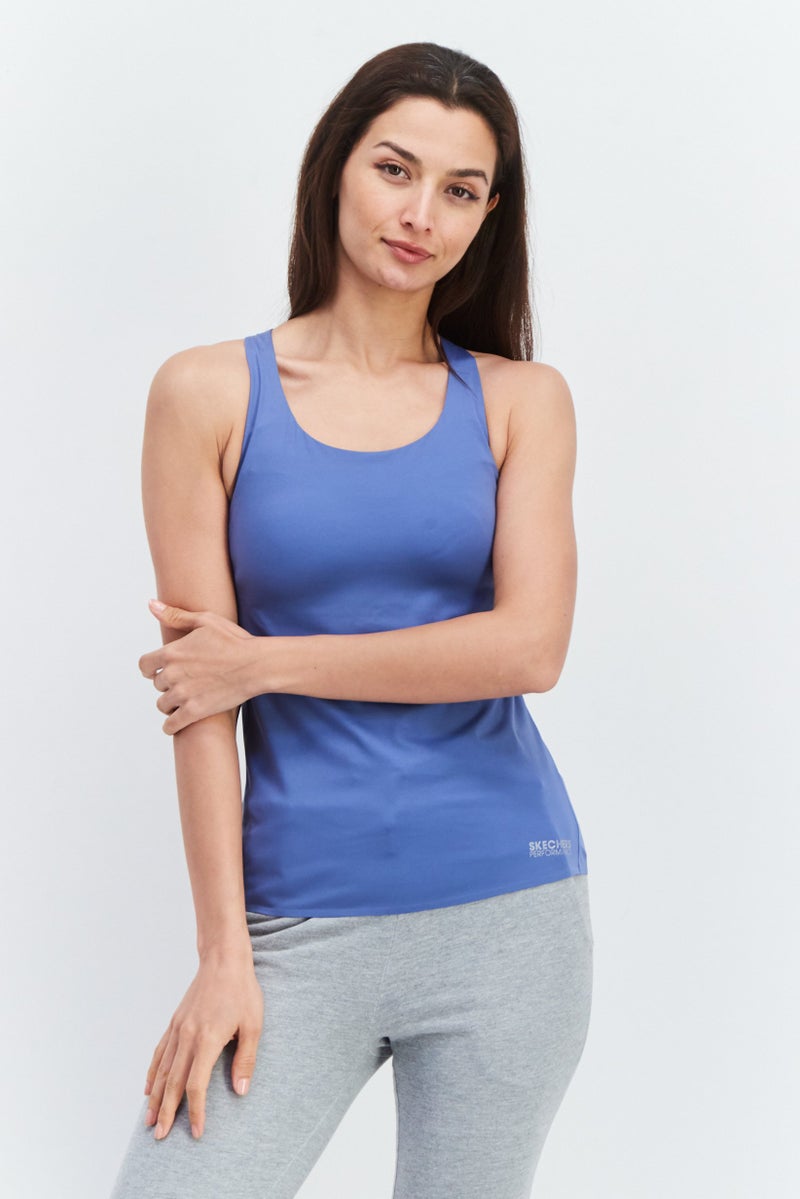 SKECHERS Women Sportswear Fit Sleeveless Training Top, Slate Blue - Image 1