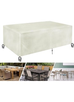 INFOSUN Patio Furniture Covers, Outdoor Furniture Cover Waterproof, Wind Dust Proof Anti-UV Outdoor Sofa Set Cover, Durable Protective Coffee Table Cover Rectangular 98" L 78" W 30" H (Beige)  - Image 1