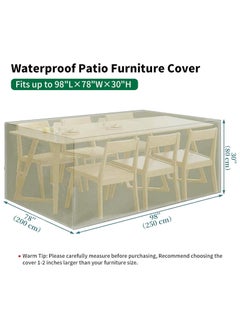 INFOSUN Patio Furniture Covers, Outdoor Furniture Cover Waterproof, Wind Dust Proof Anti-UV Outdoor Sofa Set Cover, Durable Protective Coffee Table Cover Rectangular 98" L 78" W 30" H (Beige)  - Image 2