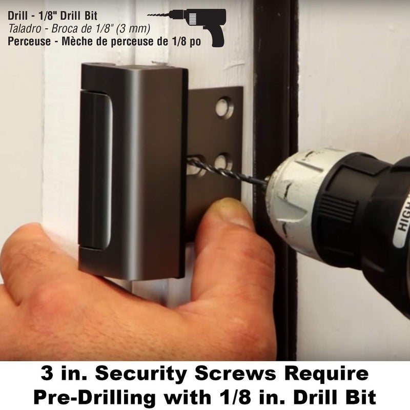 Prime-Line U 10827 Door Reinforcement Lock â€“ Add Extra, High Security to your Home and Prevent Unauthorized Entry â€“ 3 In. Stop, Aluminum Construction, Satin Nickel (Single Pack) - Image 3