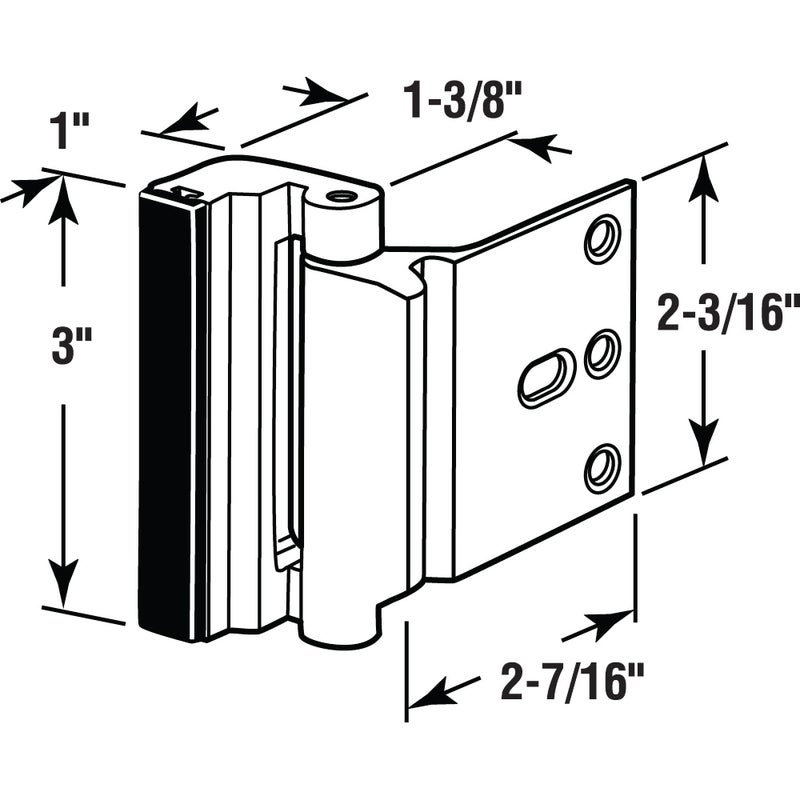 Prime-Line U 10827 Door Reinforcement Lock â€“ Add Extra, High Security to your Home and Prevent Unauthorized Entry â€“ 3 In. Stop, Aluminum Construction, Satin Nickel (Single Pack) - Image 2