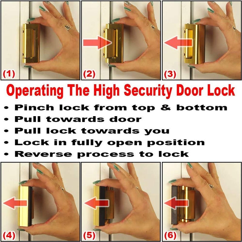 Prime-Line U 10827 Door Reinforcement Lock â€“ Add Extra, High Security to your Home and Prevent Unauthorized Entry â€“ 3 In. Stop, Aluminum Construction, Satin Nickel (Single Pack) - Image 4