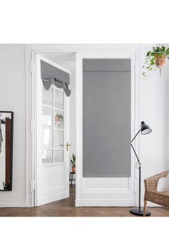 Door Curtains Privacy Blackout French 26 X 68 Inch Room Darkening Thermal Insulated Tie Up Shades Window for Bedroom 1 Panel gray