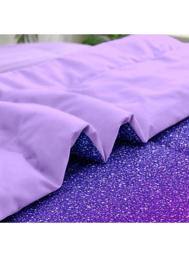 Pamnest Comforter Set Queen Size, Colorful Girls Ombre Purple Glitter 7 Pcs Bedding for Kids and Adults, Neon Blue Teal Bed Sheet Sets with Fitted Sheet 2 Pillowcases & 2 Shams for Bedroom Bed Decor - Image 5
