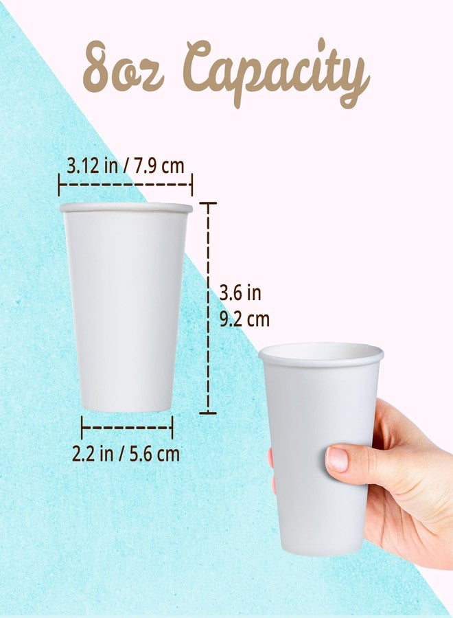 MATICAN Disposable Coffee Cups, 100-Pack 8-oz Bulk Paper Cups for Hot or Cold Drinks, White Cups for Office, Parties, and To-Go Use (No Lids) - Image 5