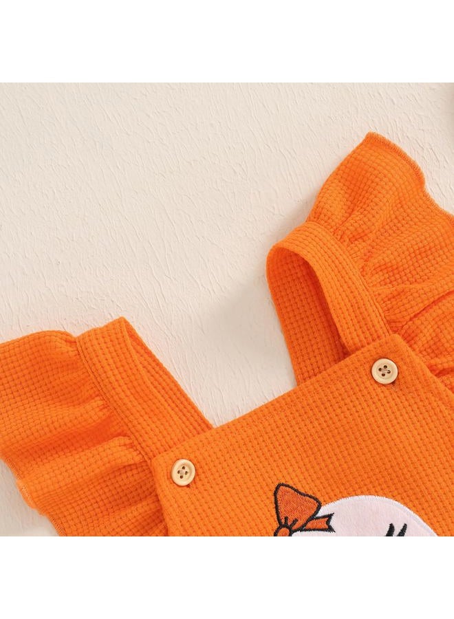 mlpeerw My First Halloween Baby Girl Outfit Newborn Fly Sleeve Ghost Romper Jumpsuit Cute Infant Halloween Clothes (Orange, 3-6 Months) - Image 4