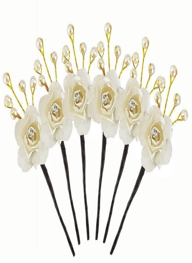 AASA Rose Juda Pins For Hair For Women And Girls, White, 20 Gram, Pack Of 1 - Image 3
