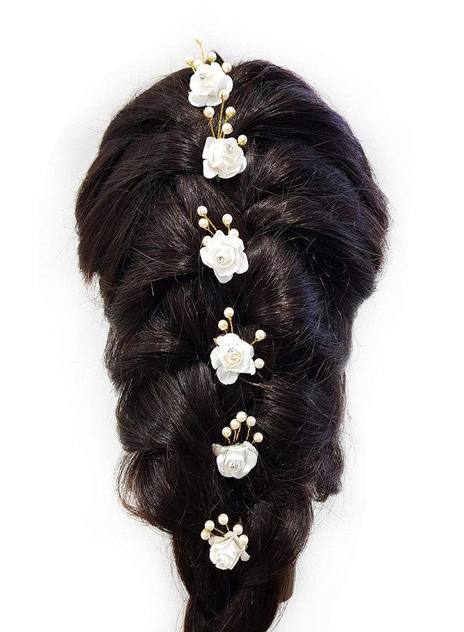AASA Rose Juda Pins For Hair For Women And Girls, White, 20 Gram, Pack Of 1 - Image 2