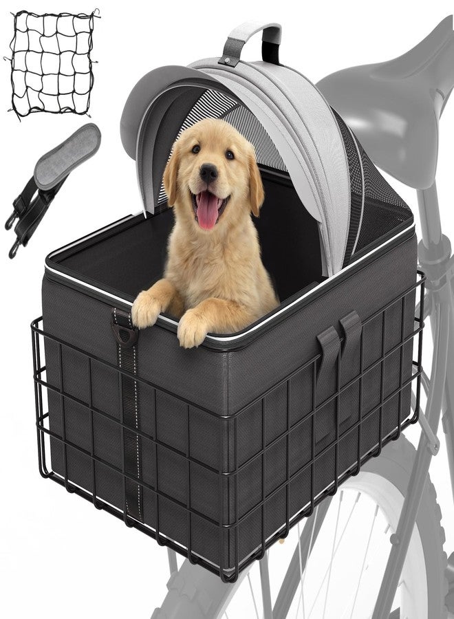 YEEGO DIRECT Dog Bike Basket for Rear Rack - 2-in-1 Pet Carrier & Cargo Basket, Detachable Dog Carrier for Bicycle with Safety Leash, Fits Small Medium Dogs & Cats up to 25 LBS, Bike Dog Basket - Image 1