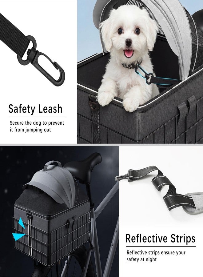 YEEGO DIRECT Dog Bike Basket for Rear Rack - 2-in-1 Pet Carrier & Cargo Basket, Detachable Dog Carrier for Bicycle with Safety Leash, Fits Small Medium Dogs & Cats up to 25 LBS, Bike Dog Basket - Image 4