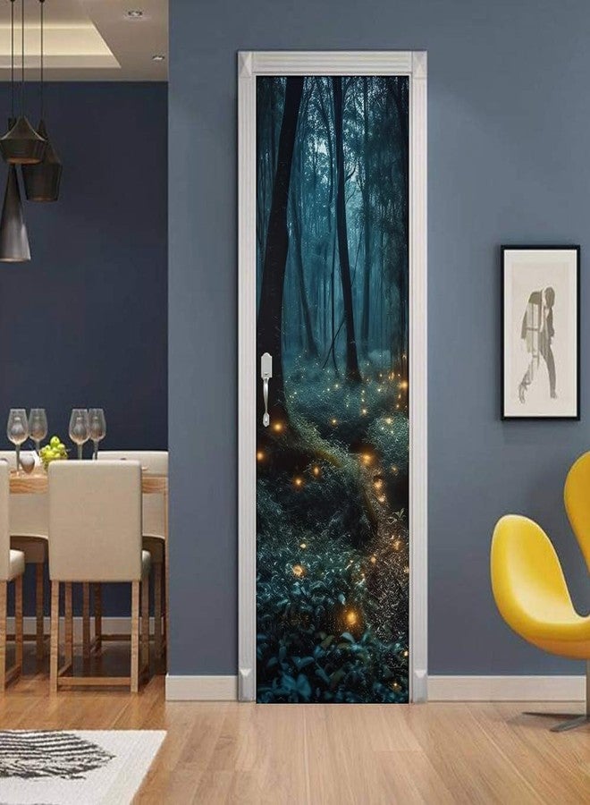 REDAMANCY Mystic Forest Tree Mushroom Firebee Peel and Stick Door Stickers Vinyl 3D Door Mural Decals Decor Wallpaper Self-Adhesive, Waterproof, Removable - Image 3