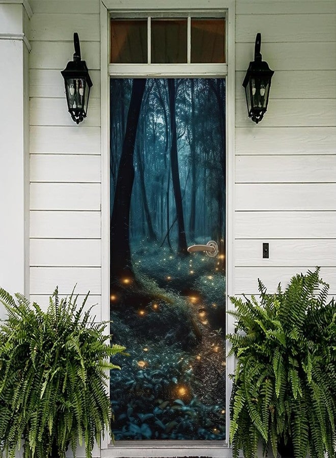 REDAMANCY Mystic Forest Tree Mushroom Firebee Peel and Stick Door Stickers Vinyl 3D Door Mural Decals Decor Wallpaper Self-Adhesive, Waterproof, Removable - Image 5