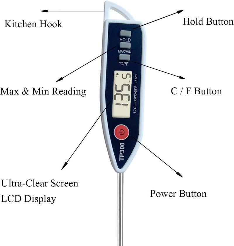NANGOALA Digital Meat Food Thermometer for Candy Candle Milk BBQCooking Kitchen BBQ, Probe Instant Read Thermometer for Pork Deep Fry Roast Baking Temperature - Image 5