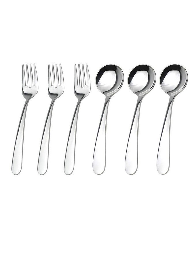 WEKTUNAA Stainless Steel kids Silverware Set-6 pieces-Kids Forks and Spoons-Mirror Polished-Toddler silverwares Back to school lunch supplies - Image 1