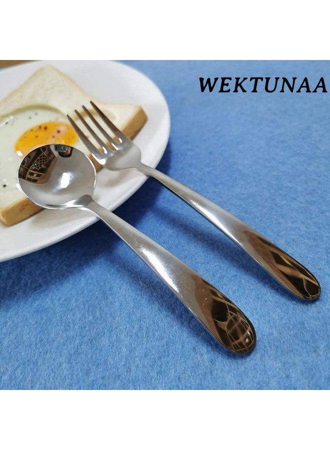 WEKTUNAA Stainless Steel kids Silverware Set-6 pieces-Kids Forks and Spoons-Mirror Polished-Toddler silverwares Back to school lunch supplies - Image 2