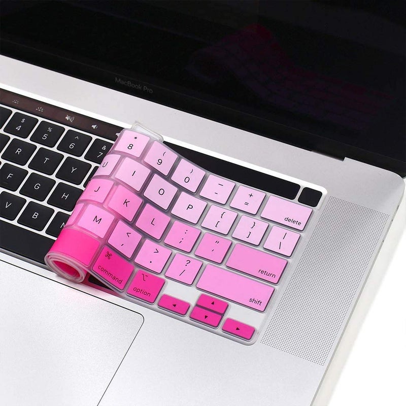 Oaky غطاء حماية لوحة المفاتيح متوافق مع ماك بوك برو 16 بوصة 2019-2020 إصدار نموذج A2141 غطاء سيليكون ناعم مقاوم للماء والغبار رقيق للغاية للوحة مفاتيح ماك بوك برو 16 بوصة - سيليكون وردي - Image 4