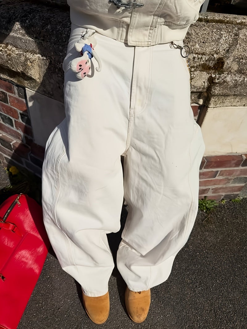 Men'S Loose Casual Solid Color Denim Straight Jeans, Versatile Youthful Cool Handsome Jeans - Image 4