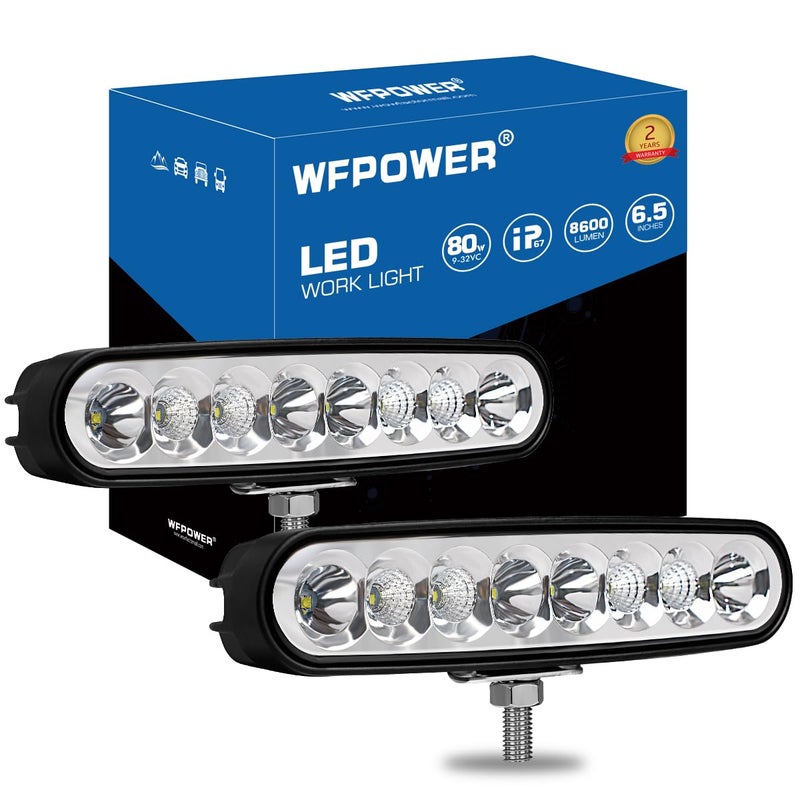 WFPOWER 2 Pack Waterproof LED Boat Lights, 6.5inch 80W 8600LMS Boat Spreader Bar Pontoon Boat Accessories, T-Top Flood & Spot Boat Deck Lights Spotlights, Super Bright Marine Boat Docking Lights for Car 4x4 - Image 1