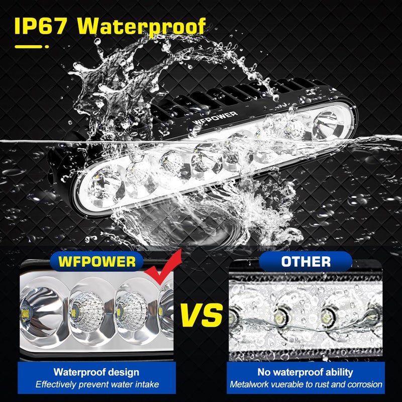 WFPOWER 2 Pack Waterproof LED Boat Lights, 6.5inch 80W 8600LMS Boat Spreader Bar Pontoon Boat Accessories, T-Top Flood & Spot Boat Deck Lights Spotlights, Super Bright Marine Boat Docking Lights for Car 4x4 - Image 4