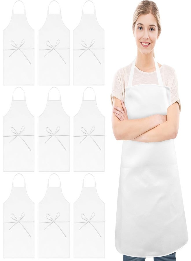 Cabaubl 12 Pack White Aprons Bulk,Unisex Bib Apron,Chef Apron without Pockets,Washable Kitchen Aprons for Women Men Kitchen Cooking, Crafting Painting, BBQ(White) - Image 1