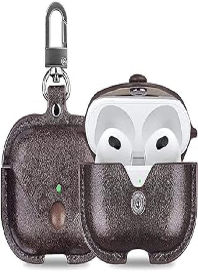 YOMNA YOMNA Leather Case Compatible with AirPods Pro 2 Case, Protective Cover for Apple AirPods pro 2 Wireless Charging Case Headphones EarPods, Soft Leather Cover with Carabiner Clip (Dark Brown) 