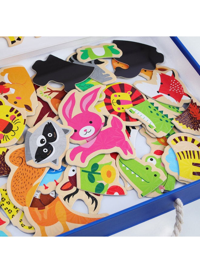 Children's Magnetic Jigsaw Puzzle Benefiting Intelligence Development Toy Stocking Wooden 3-6 Years Old 2 Boys And Girls Baby Kindergarten Early Education-Color:Zodiac Spelling Music - Image 3