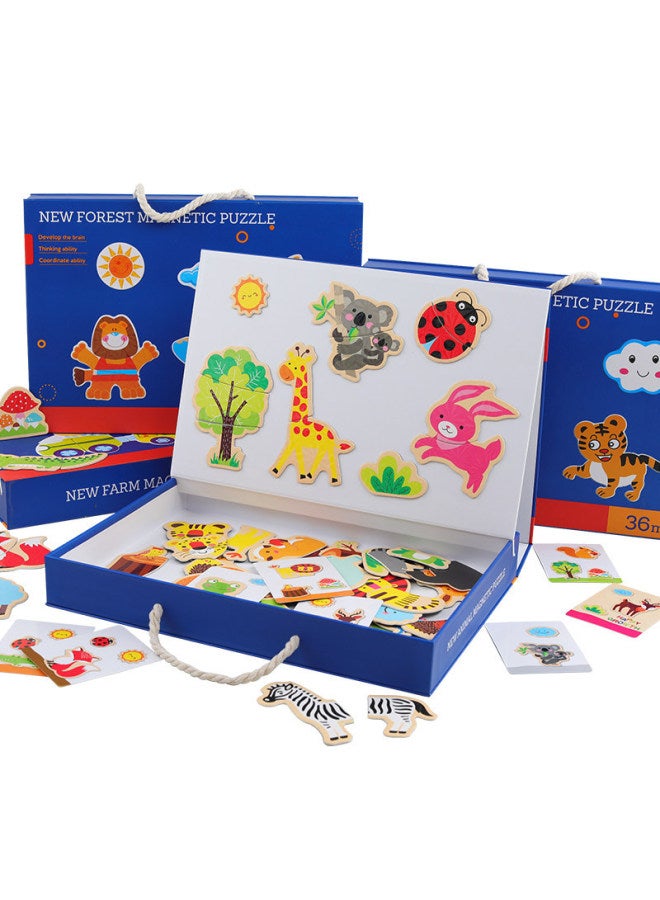 Children's Magnetic Jigsaw Puzzle Benefiting Intelligence Development Toy Stocking Wooden 3-6 Years Old 2 Boys And Girls Baby Kindergarten Early Education-Color:Zodiac Spelling Music - Image 2