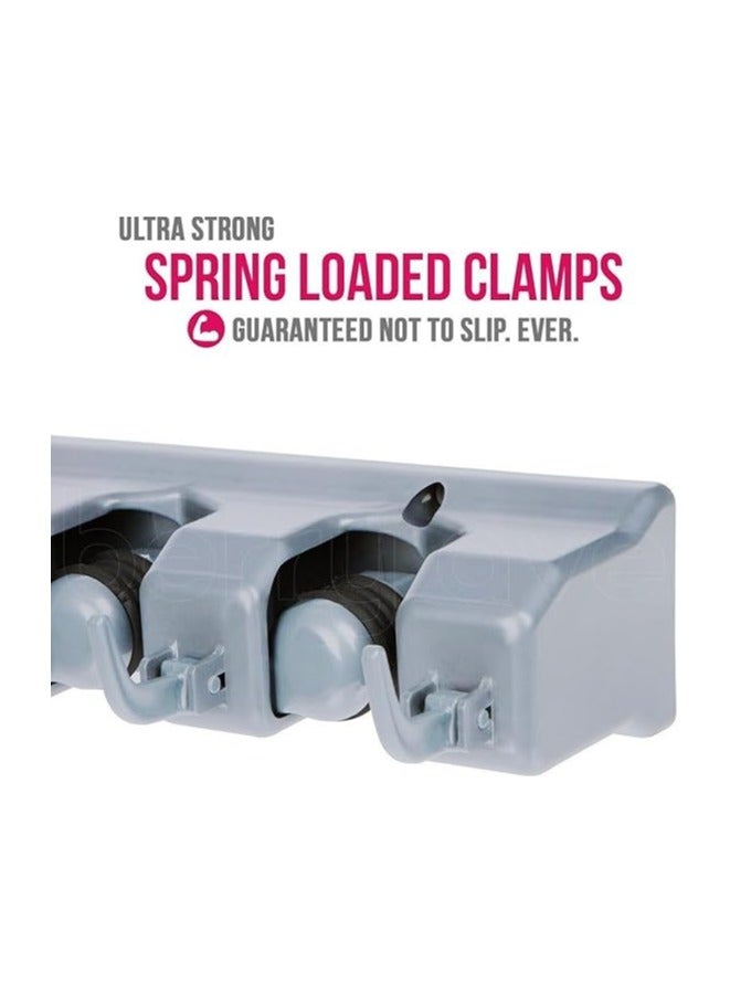 Berry Ave Broom Holder Wall Mount and Garden Tool Organizer, Closet Storage, Kitchen Rack, Home Organization and Garage Organizer for Rake or Mop Handles Up to 1.25-Inches, Hanger Plus 6 Hooks (Grey) - Image 4