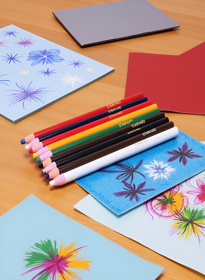 Mozff 9 Pcs Assorted Colors Peel-Off China Marker Grease Wax Pencils for Glass, Garments, Cellophane, Fabric, Wood, Metal, Art Crayons Marking Pencils Paper-Wrapped Painting Pen for Drawing Coloring - Image 4