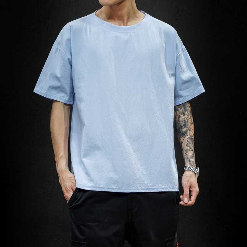Men'S Short Sleeve T-Shirt Men'S Joker Thin Cotton And Linen Half Sleeve Jacket Tide Fat Summer Clothing A Generation Of Hair - Image 1