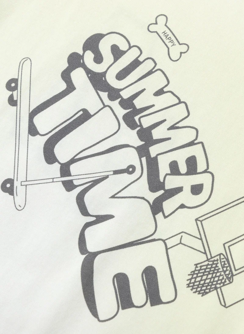 Balabala White Kids Boys Round v-neck short-sleeved T-shirt for Men | Best Price UAE