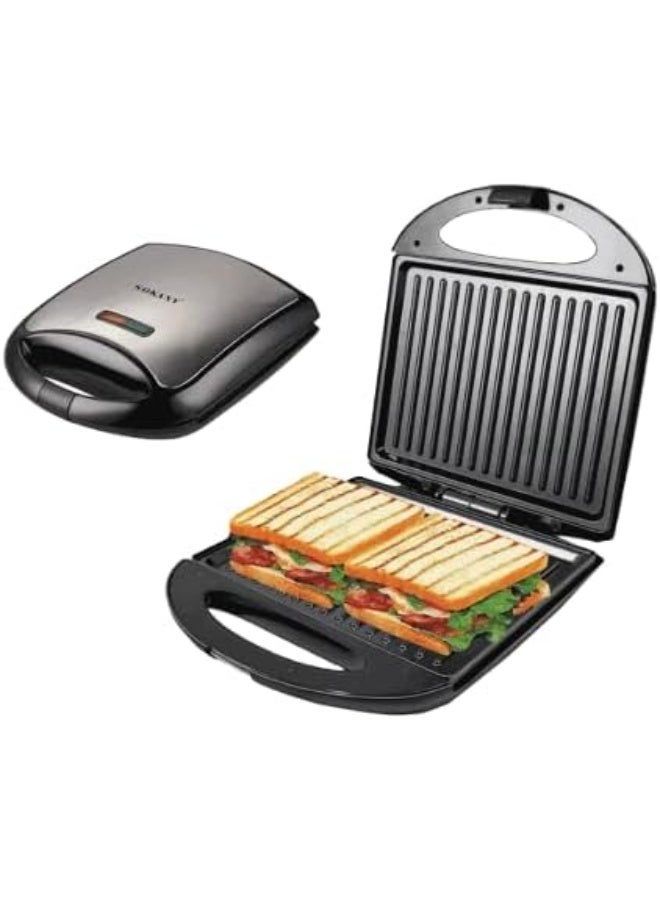سوكاني شواية كهربائية SOKANY SK-BBQ-147 - مكبس ساندويتش غير لاصق بقوة 1400 واط، تصميم صغير الحجم، تسخين سريع للشواء المنزلي ووجبة الإفطار - Image 1