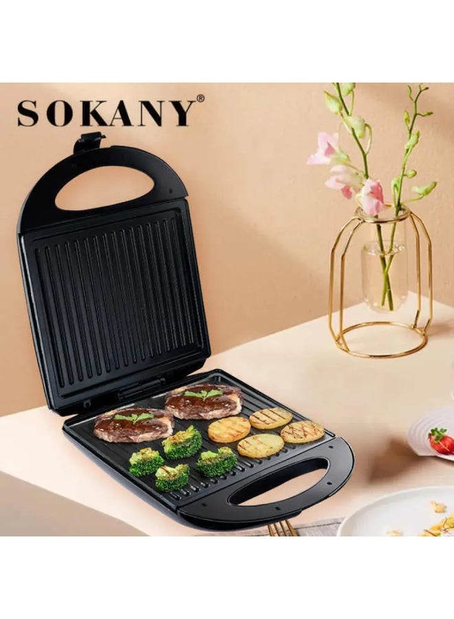 سوكاني شواية كهربائية SOKANY SK-BBQ-147 - مكبس ساندويتش غير لاصق بقوة 1400 واط، تصميم صغير الحجم، تسخين سريع للشواء المنزلي ووجبة الإفطار - Image 5