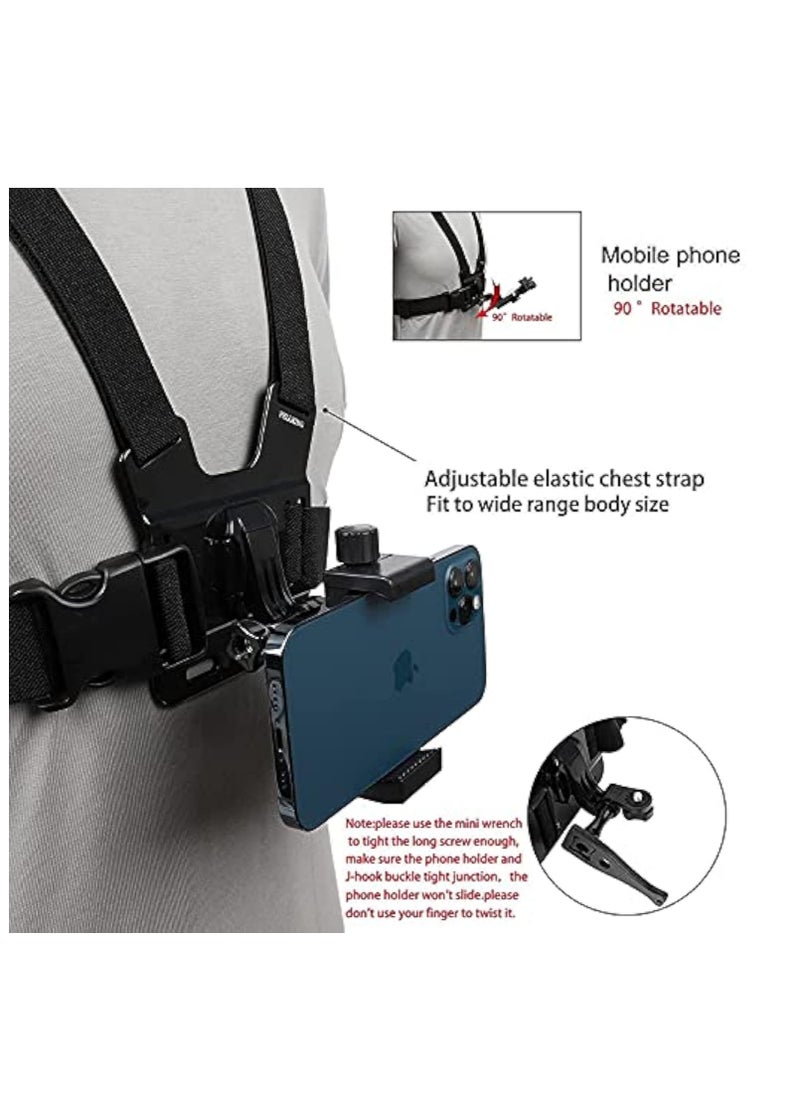Hihonor - Mobile Phone Chest Strap Harness Mount Head Strap Holder Kit for POV/VLOG,Cell Phone Clip Compatible with iPhone,Samsung,GoPro Hero - Image 1