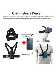 Hihonor Mobile Phone Chest Strap Harness Mount Head Strap Holder Kit for POV/VLOG,Cell Phone Clip Compatible with iPhone,Samsung,GoPro Hero  - Image 4