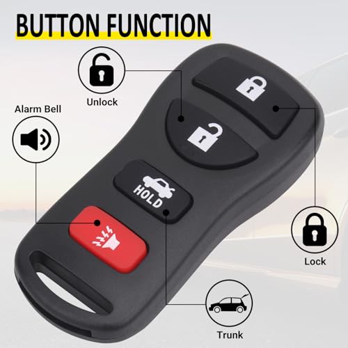 Vurkcy Keyless Entry Remote Control Car Key Fob Compatible with Infiniti EX35 FX35 FX45 I35 G35 QX56, Nissan Altima Armada Maxima Quest Sentra 350Z, Replacement for KBRASTU15 (Pack of 2) - Image 4
