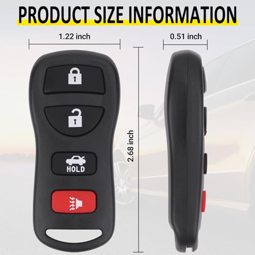 Vurkcy Keyless Entry Remote Control Car Key Fob Compatible with Infiniti EX35 FX35 FX45 I35 G35 QX56, Nissan Altima Armada Maxima Quest Sentra 350Z, Replacement for KBRASTU15 (Pack of 2) - Image 5