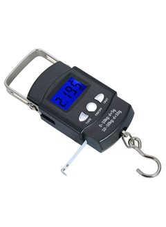 Generic Portable Luggage Scale 50kg Digital Electronic Balance Backlit LCD Display Digital Suitcase Travel Bag Hanging Weighing Scale with Measuring Tape Ruler - Wide Stainless Steel Handle  - Image 2