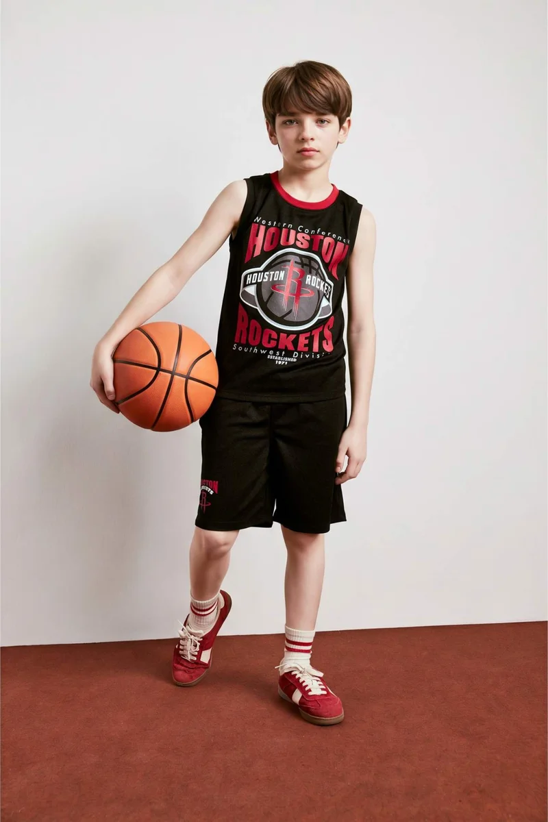 DeFacto Boy Regular Fit NBA Houston Rockets Licensed Elastic Band Shorts