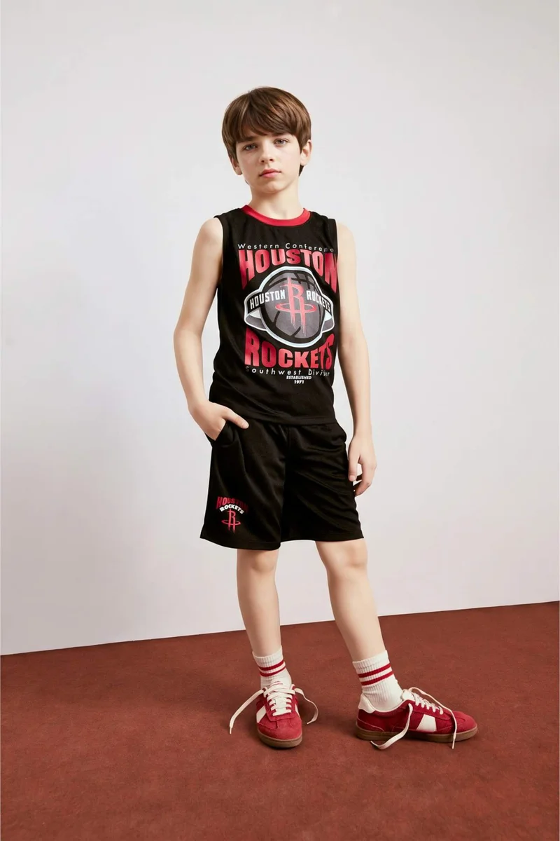 DeFacto Boy Regular Fit NBA Houston Rockets Licensed Elastic Band Shorts