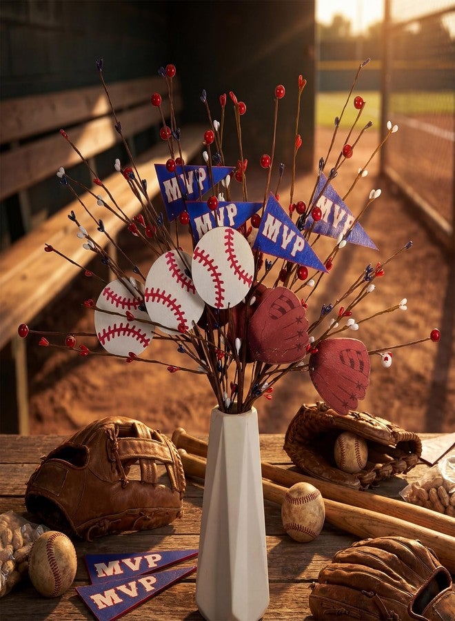 XunYee 12 Pcs Baseball Party Decorations Baseball Centerpieces Sticks for Table Sport Rugby Birthday Toppers for Game Day Baby Shower Decor Sport Artificial Flowers Birthday Party Supplies - Image 4