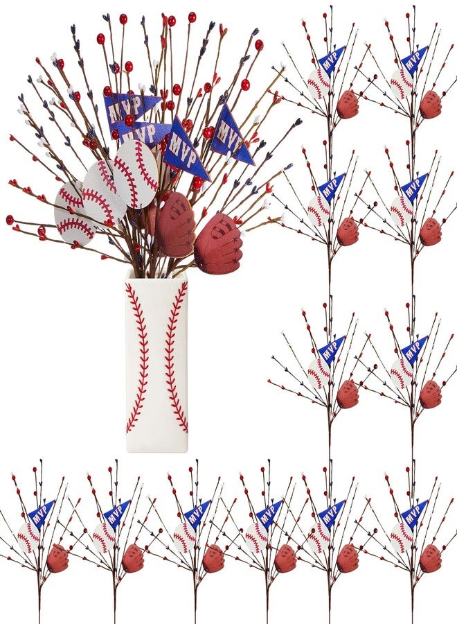 XunYee 12 Pcs Baseball Party Decorations Baseball Centerpieces Sticks for Table Sport Rugby Birthday Toppers for Game Day Baby Shower Decor Sport Artificial Flowers Birthday Party Supplies - Image 1