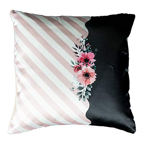 Vendola Decorative Satin Sofa Cushion Covers Set of 5, 24 Inch x 24 Inch, Sofa Pillow Cover, Pink and White, Geometrical Design, Zipper Closure (Salmon Pink, 24X24 Inches) - Image 4