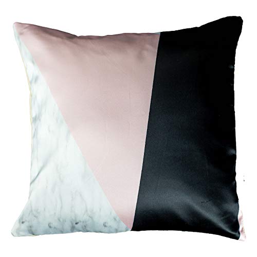 Vendola Decorative Satin Sofa Cushion Covers Set of 5, 24 Inch x 24 Inch, Sofa Pillow Cover, Pink and White, Geometrical Design, Zipper Closure (Salmon Pink, 24X24 Inches) - Image 3