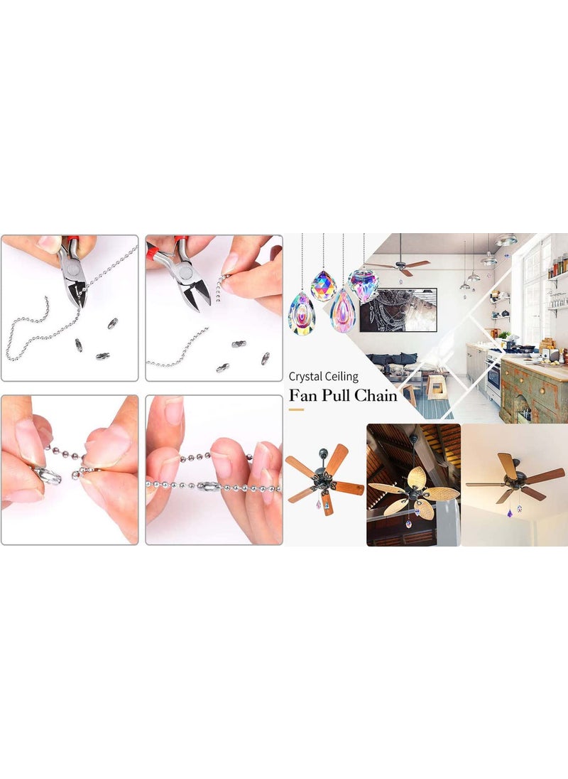 DIY Crafts DIY Crafts 10 Meter Kit Silver Ceiling Fan Pull Chain ClearRandom Crystal Handle Pull Chain Maker Pull Chain Extension Connector for Bathroom Toilet L 10 Meter Kit Silver  - Image 3