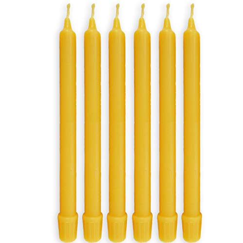 BCandle 100% Pure Beeswax Candles (Set of 6) 8-Hour Organic Hand Made - 8 Inches Tall, 3/4 Inch Diameter; Tapers - Image 1