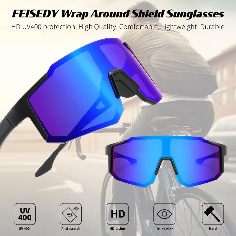 FEISEDY Sports Sunglasses for Men, Women and Teens - Baseball, Biking, Cycling UV400 Protection B2388 - Image 4